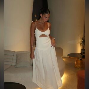 Zara White Maxi Dress with Cut-Out Detail